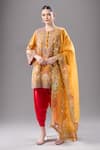Buy_Debyani + Co_Orange Silk Embroidery Round Neck Jaal Kurta Salwar Set _at_Aza_Fashions