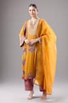 Buy_Debyani + Co_Orange Silk Embroidery Round Neck Suraj Zig Zag Kurta Set _at_Aza_Fashions