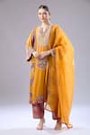 Buy_Debyani + Co_Orange Silk Embroidery Round Neck Suraj Zig Zag Kurta Set _Online_at_Aza_Fashions