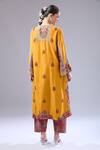 Shop_Debyani + Co_Orange Silk Embroidery Round Neck Suraj Zig Zag Kurta Set _at_Aza_Fashions