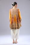 Shop_Debyani + Co_Orange Silk Sequins Round Neck Embroidered Burnt Anarkali Set _at_Aza_Fashions