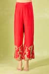 Shop_Debyani + Co_Red Silk Embroidery Round Neck Kurta Set _Online_at_Aza_Fashions