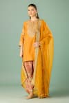 Buy_Debyani + Co_Orange Silk Sequins Round Neck Embroidered Kurta Set _at_Aza_Fashions