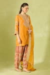 Buy_Debyani + Co_Orange Silk Sequins Round Neck Embroidered Kurta Set _Online_at_Aza_Fashions