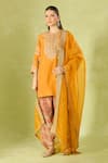 Buy_Debyani + Co_Orange Silk Sequins Round Neck Embroidered Kurta Set 