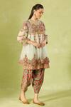Debyani + Co_Multi Color Chiffon, Cotton Embroidery, Sequins Round Neck Short Anarkali Set _Online_at_Aza_Fashions