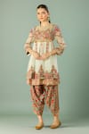Buy_Debyani + Co_Multi Color Chiffon, Cotton Embroidery, Sequins Round Neck Short Anarkali Set _at_Aza_Fashions