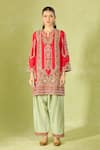 Buy_Debyani + Co_Red Silk Embroidery Round Neck Kurta Set 