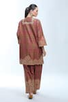 Shop_Debyani + Co_Multi Color Silk Sequins, Embroidery Round Neck Floral Print Kurta Set _at_Aza_Fashions