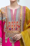 Debyani + Co_Pink Silk Embroidery, Zari Round Neck Zardozi Kurta Set _at_Aza_Fashions