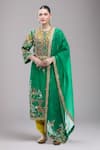 Buy_Debyani + Co_Green Silk, Organza Embroidery Round Neck Floral Kurta Set _at_Aza_Fashions