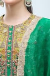 Shop_Debyani + Co_Green Silk, Organza Embroidery Round Neck Floral Kurta Set 