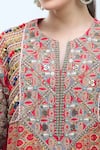 Buy_Debyani + Co_Multi Color Silk Embroidery Round Neck Floral Stripe Print Kurta And Salwar Set _Online_at_Aza_Fashions