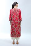 Shop_Debyani + Co_Red Silk Embroidery Round Neck Resham Kurta Set _at_Aza_Fashions