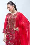 Buy_Debyani + Co_Red Silk Embroidery Round Neck Resham Kurta Set _Online_at_Aza_Fashions