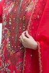 Shop_Debyani + Co_Red Silk Embroidery Round Neck Resham Kurta Set 