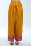 Buy_Debyani + Co_Mustard Silk, Chiffon Embroidery, Zari, Sequins Round Neck, Thread Kurta Set 
