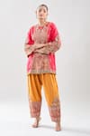 Buy_Debyani + Co_Pink Silk Zari, Embroidery Round Neck Zardozi Kurta With Salwar 
