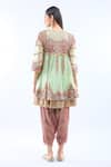 Shop_Debyani + Co_Pink Silk Embroidery Round Neck Pista Green Anarkali Set _at_Aza_Fashions