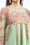 Shop_Debyani + Co_Pink Silk Embroidery Round Neck Pista Green Anarkali Set 
