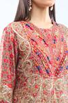Shop_Debyani + Co_Multi Color Silk Embroidery Round Neck Kurta Set _Online_at_Aza_Fashions