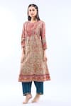 Buy_Debyani + Co_Multi Color Silk Embroidery Round Neck Kurta Set 