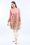 Debyani + Co_Blush Silk Embroidery Round Neck Pink Anarkali Set _Online_at_Aza_Fashions