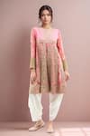 Buy_Debyani + Co_Blush Silk Embroidery Round Neck Pink Anarkali Set _at_Aza_Fashions