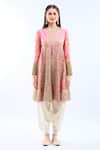 Debyani + Co_Blush Silk Embroidery Round Neck Pink Anarkali Set _at_Aza_Fashions