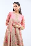 Shop_Debyani + Co_Blush Silk Embroidery Round Neck Pink Anarkali Set 