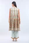 Shop_Debyani + Co_Orange Silk Embroidery Round Neck Ice Blue Kurta Set _at_Aza_Fashions