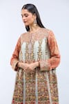 Buy_Debyani + Co_Orange Silk Embroidery Round Neck Ice Blue Kurta Set 