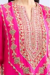 Buy_Debyani + Co_Pink Silk Sequins, Embroidery Split V-neck Kurta Set 