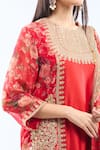 Shop_Debyani + Co_Red Silk Embroidery Round Neck Kurta Set With Dupatta 