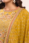 Debyani + Co_Mustard Silk Sequins, Embroidery Round Neck Yellow Kurta Set _Online_at_Aza_Fashions
