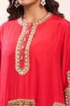 Debyani + Co_Red Silk Embroidery Round Neck Kurta Set With Palazzo _Online_at_Aza_Fashions