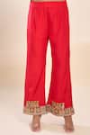 Buy_Debyani + Co_Red Silk Embroidery Round Neck Kurta Set With Palazzo _Online_at_Aza_Fashions