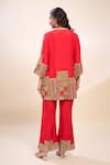Shop_Debyani + Co_Red Silk Embroidery Round Neck Kurta Set With Palazzo _at_Aza_Fashions