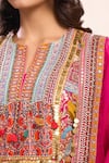 Debyani + Co_Mustard Silk Embroidery Round Neck Yellow Kurta Set _at_Aza_Fashions