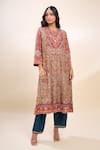 Buy_Debyani + Co_Multi Color Silk Embroidery Round Neck Kurta Pant Set 