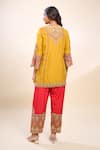 Shop_Debyani + Co_Mustard Silk Sequins, Embroidery Round Neck Yellow Kurta Set With Dupatta _at_Aza_Fashions