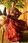 Buy_Isha Gupta Tayal_Pink Floral Print Lehenga Set _at_Aza_Fashions