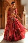 Buy_Isha Gupta Tayal_Pink Floral Print Lehenga Set 