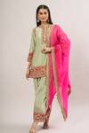 Buy_Debyani + Co_Green Beads, Embroidery, Sequins Round Neck Sahina Kurta Salwar Set With Dupatta _at_Aza_Fashions