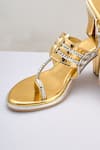 Shop_PREET KAUR_Gold Two Toned Braided Strap Heels _Online_at_Aza_Fashions