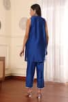 Shop_Midori By Sgv_Blue Embroidery Round Neck Royal Cotton Silk Kurta Set _at_Aza_Fashions