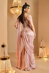 Shop_K&A By Karishma and Ashita_Lilac Net, Satin Beads Sweetheart Neck Pre-draped Saree And Corset Set _at_Aza_Fashions