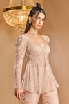 Buy_K&A By Karishma and Ashita_Pink Net, Organza Embroidery Scoop Neck Designer Tunic And Sharara Set _Online_at_Aza_Fashions
