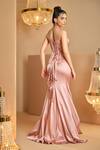 Shop_K&A By Karishma and Ashita_Pink Sweetheart Neck Satin Corset And Skirt Set _at_Aza_Fashions