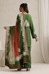 Shop_Wazir C_Green Organza, Silk, Cotton Embroidery V-neck Kashmiri Golden Tilla Kurta Set _at_Aza_Fashions
